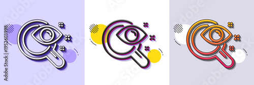 Vision test line icon. Halftone dotted pattern. Gradient icon with grain shadow. Eyesight check sign. Oculist clinic symbol. Line vision test icon. Various designs. Vector