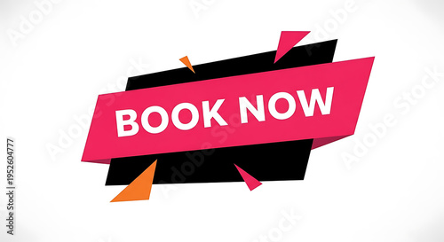 Colorful book now button with calendar icon on white background