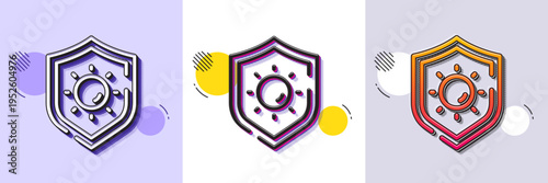 Sun protection line icon. Halftone dotted pattern. Gradient icon with grain shadow. Uv protect sign. Sunscreen effect symbol. Line sun protection icon. Various designs. Vector