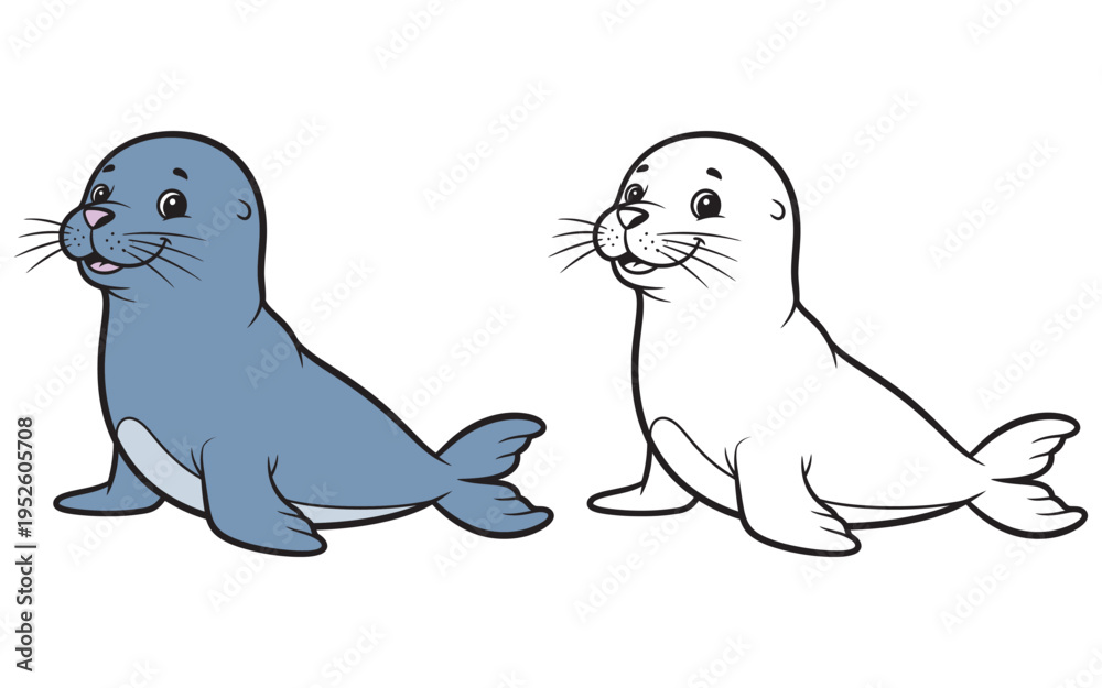 Obraz premium Seal coloring book page for kids seal coloring book illustration