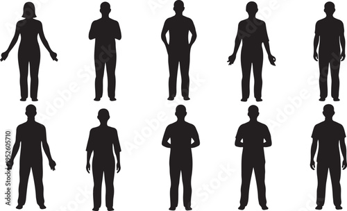Collection of human silhouettes in various poses and stances