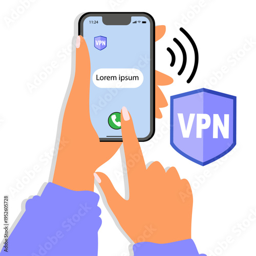 A VPN service for secure online connections and privacy protection. A VPN protects personal data on your smartphone. Virtual private network. People value the ability to communicate.