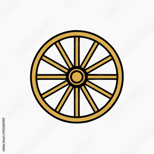 Flat vector illustration of a single dharma wheel, suitable for spiritual content, meditation guides, or cultural presentations.