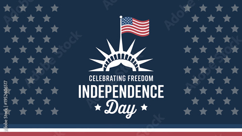 American Independence Day celebration with Statue of Liberty and flag  freedom theme