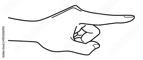 手の表現 指さす手 モノクロ線画 アイコン ベクターイラスト	