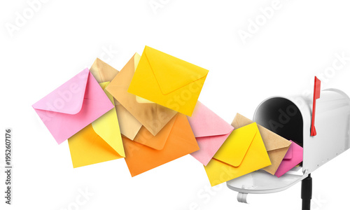 Open mail box and flying le...