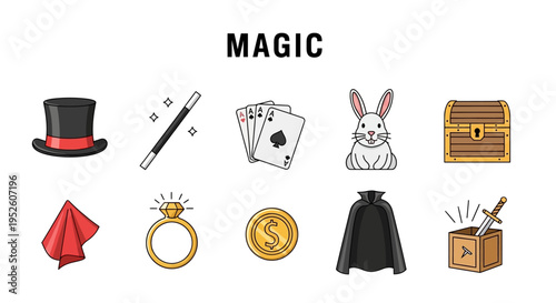 Magic tricks and illusionist tools.