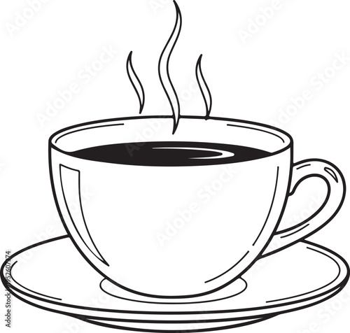 Vector steaming coffee cup icon isolated on Transparent Background