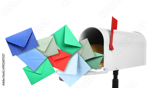 Open mail box and flying le...