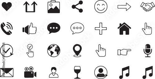 Set of 30 social media icons vector isolated on Transparent Background