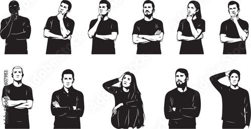 Diverse group of people in various poses and expressions