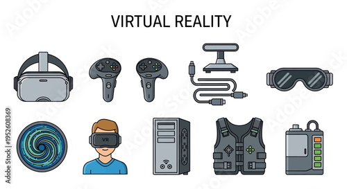 Virtual reality technology and gadgets.