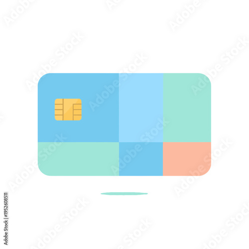 Abstract Credit Card Icon with EMV Chip Flat Design