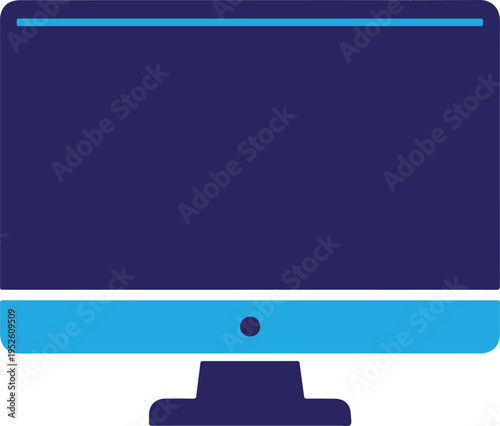 Silhouette of a computer monitor isolated on transparent background