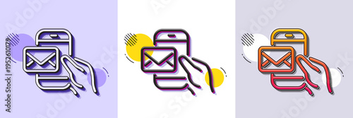 Messenger Mail line icon. Halftone dotted pattern. Gradient icon with grain shadow. New newsletter sign. Phone E-mail symbol. Line messenger Mail icon. Various designs. Vector