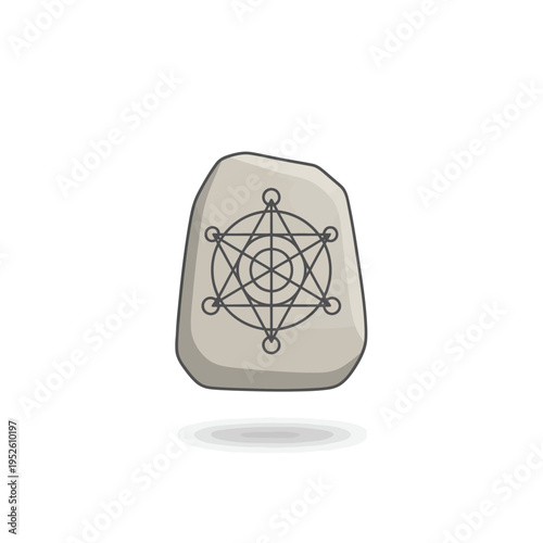 Metatron's Cube Sacred Geometry Stone Vector Illustration