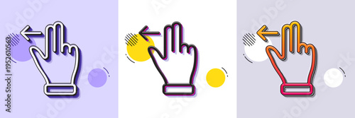 Touchscreen gesture line icon. Halftone dotted pattern. Gradient icon with grain shadow. Slide left arrow sign. Swipe action symbol. Line touchscreen gesture icon. Various designs. Vector