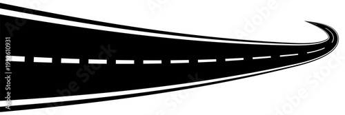 Winding road. Journey traffic curved highway. Winding asphalt empty line isolated vector concept.	