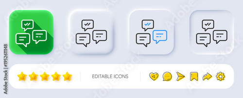 Chat Messages line icon. Neumorphic, Flat shadow, 3d buttons. Conversation or SMS sign. Communication symbol. Line chat Messages icon. Social media icons. Vector