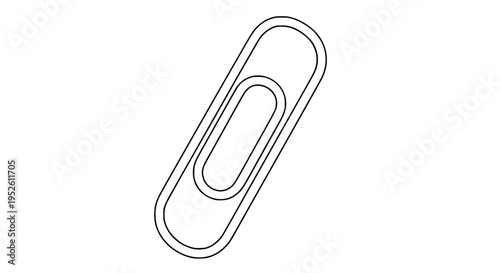 Pink paper clip vector isolated, simple stationery item for office, school, or home organization