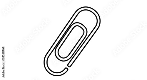 Pink paper clip vector isolated, simple stationery item for office, school, or home organization