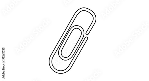 Pink paper clip vector isolated, simple stationery item for office, school, or home organization