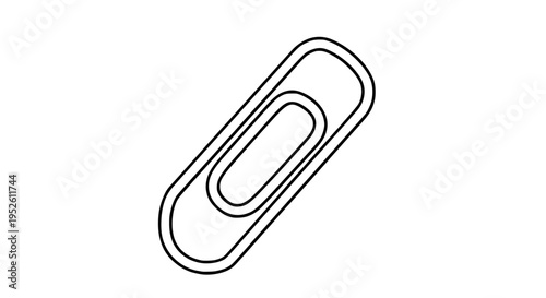 Pink paper clip vector isolated, simple stationery item for office, school, or home organization