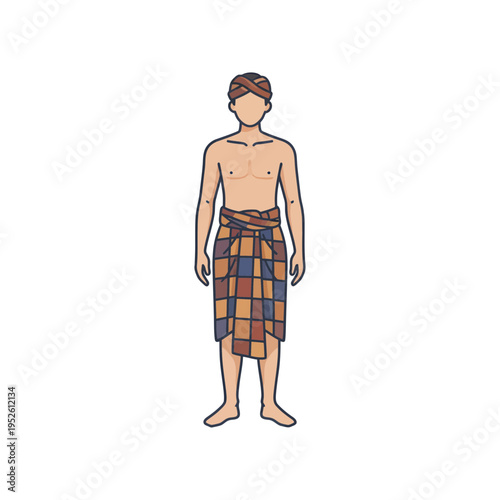 Traditional Balinese Man Wearing Udeng and Sarong Icon