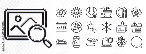 Cyber attack, Car and Computer security line icons for web app. Glare of light effect. Message icon. Pack of Search photo, Card, Windy weather pictogram icons. Vector