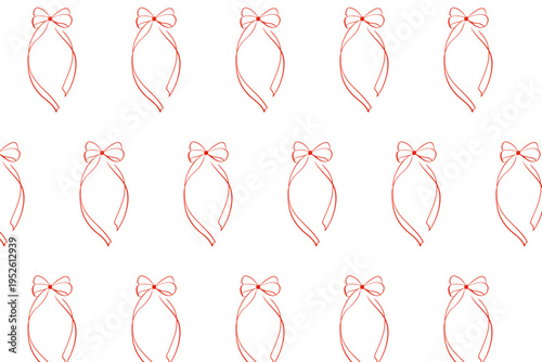 Delicate hand-drawn ribbon bow pattern in a doodle style. A feminine, minimalist, and flirty backdrop for fashion apparel and packaging.