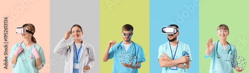 Set of doctors with VR glas...
