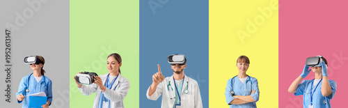 Set of doctors with VR glas...