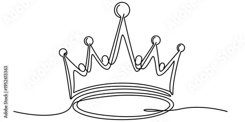 Minimalist Continuous One Line Drawing Royal King Queen Crown Illustration