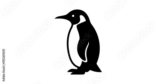Black Penguin Silhouette Side View.