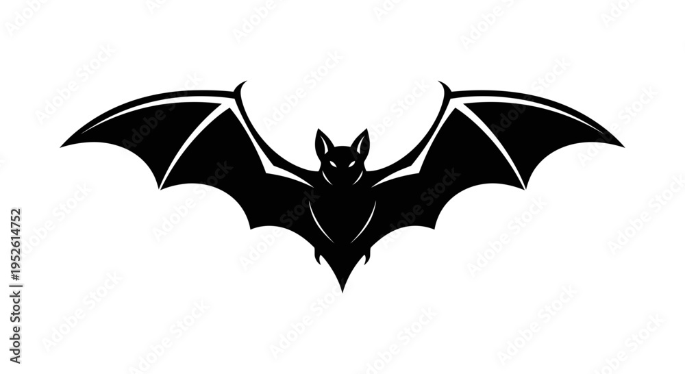 Fototapeta premium Black silhouette of a flying bat.