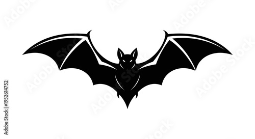 Black silhouette of a flying bat.
