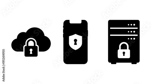 Secure cloud, mobile, and server data with these icons