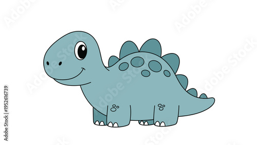 Friendly little stegosaurus dinosaur with a happy expression is a cute prehistoric animal illustration perfect for children and nursery art.