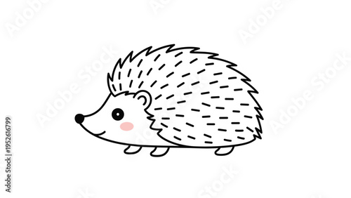 Adorable little hedgehog illustration with a friendly smile and rosy cheeks is a sweet animal character for nursery decor or children.