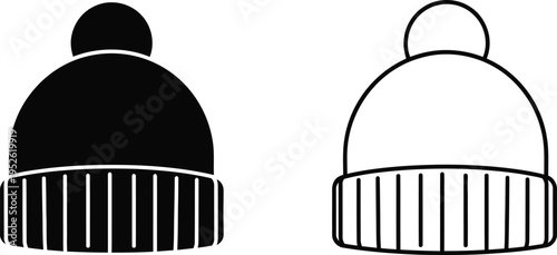 Winter Beanie Hat Icon Set Vector