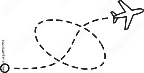 Airplane flight path vector icon isolated on Transparent Background