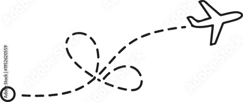 Airplane flight path vector icon isolated on Transparent Background