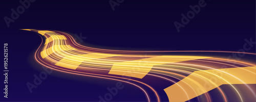 Multicolor light trail with glowing highlights, smooth curves and vibrant speed effect vector