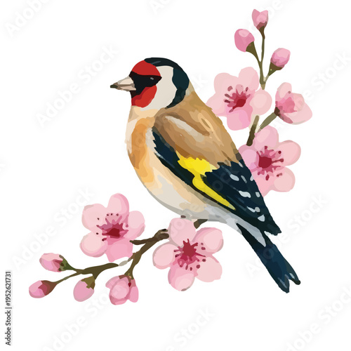 Blue Tit Perched on a Tree Branch in Spring Wildlife Scene