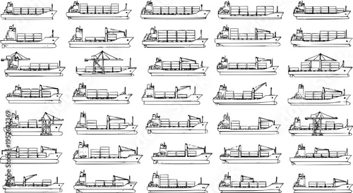 Cargo Ship Pattern: Seamless Vector Design with Container Vessels