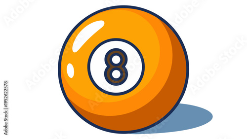 Classic Black Billiard Ball Number Eight Isolated Clean Pool Game Vector Illustration
