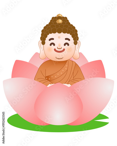 Buddha Character in Lotus Flower