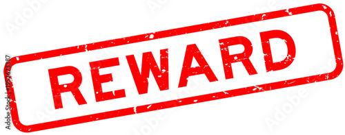 Grunge red reward word square rubber seal stamp on white background