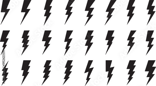 a collection of black lightning bolt icons on a transparent background isolated on transparent background, Vector, illustration