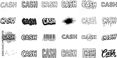 Cash Typography Set: Variety of Hand-Drawn Lettering Styles
